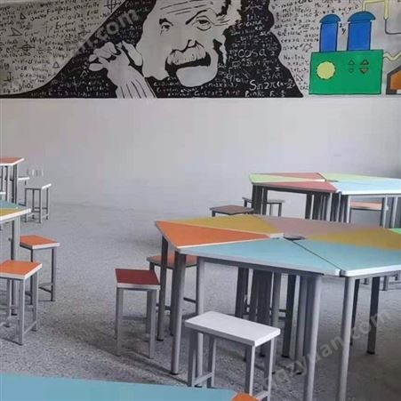 智学校园学生彩色课桌椅 厂家定制尺寸 价格合理