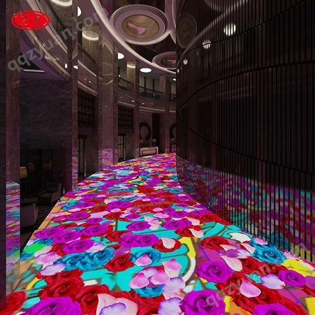 餐厅互动投影酒店会所走廊过道投影 花海3D地面室内外投影设备