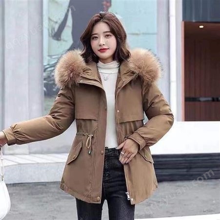 韩版加绒加厚新款派克服女式外套批发 明艺