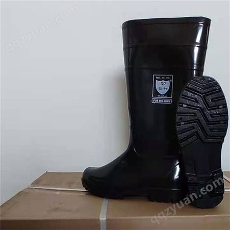 现货供应人造毛注塑雨鞋 黑色高筒雨鞋 圆头塑胶高筒雨靴