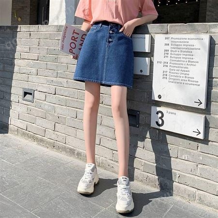 直播卖衣服货源找韩版小个子洋气短裙夏季高腰牛仔短裤A字虎门便宜服装市场