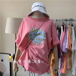 广东货源厂家女式T恤夏季女装上衣纯棉t恤库存服装短袖