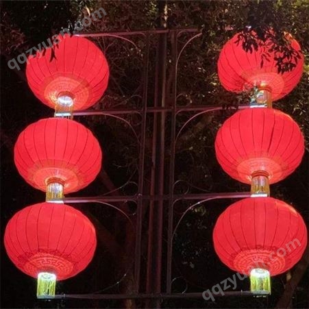 节日大红灯笼串 福光灯具 单个/三连户外防水LED路灯笼挂串