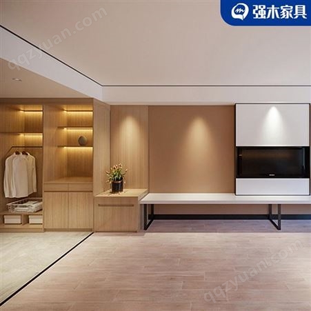 强木家全屋定制 设计一体式家具 生产多功能实木衣柜 储物柜