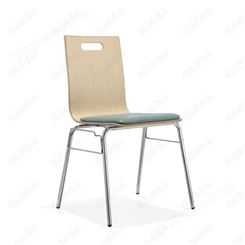 广东厂家批发定制多层板贴防火板座椅带软包坐垫弯木餐椅可堆放