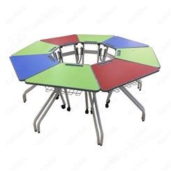 广东厂家定制多层板台面可侧翻带轮子学校儿童组合课桌椅学习书桌台